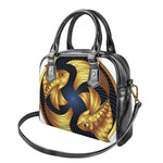 Golden Pisces Zodiac Sign Print Shoulder Handbag