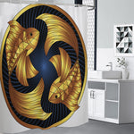 Golden Pisces Zodiac Sign Print Shower Curtain