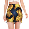 Golden Pisces Zodiac Sign Print Side Slit Mini Skirt