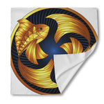 Golden Pisces Zodiac Sign Print Silk Bandana