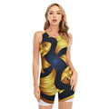 Golden Pisces Zodiac Sign Print Sleeveless One Piece Swimsuit