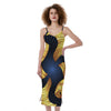 Golden Pisces Zodiac Sign Print Slim Fit Midi Cami Dress