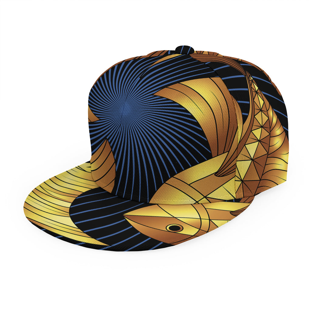 Golden Pisces Zodiac Sign Print Snapback Cap