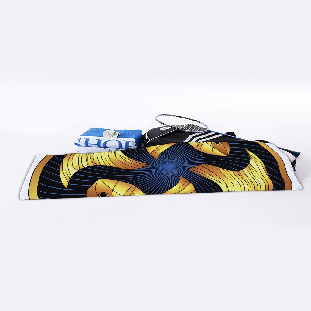 Golden Pisces Zodiac Sign Print Sports Towel