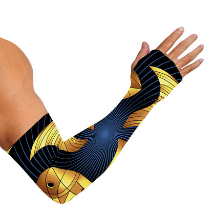 Golden Pisces Zodiac Sign Print Sun Protection Arm Sleeves