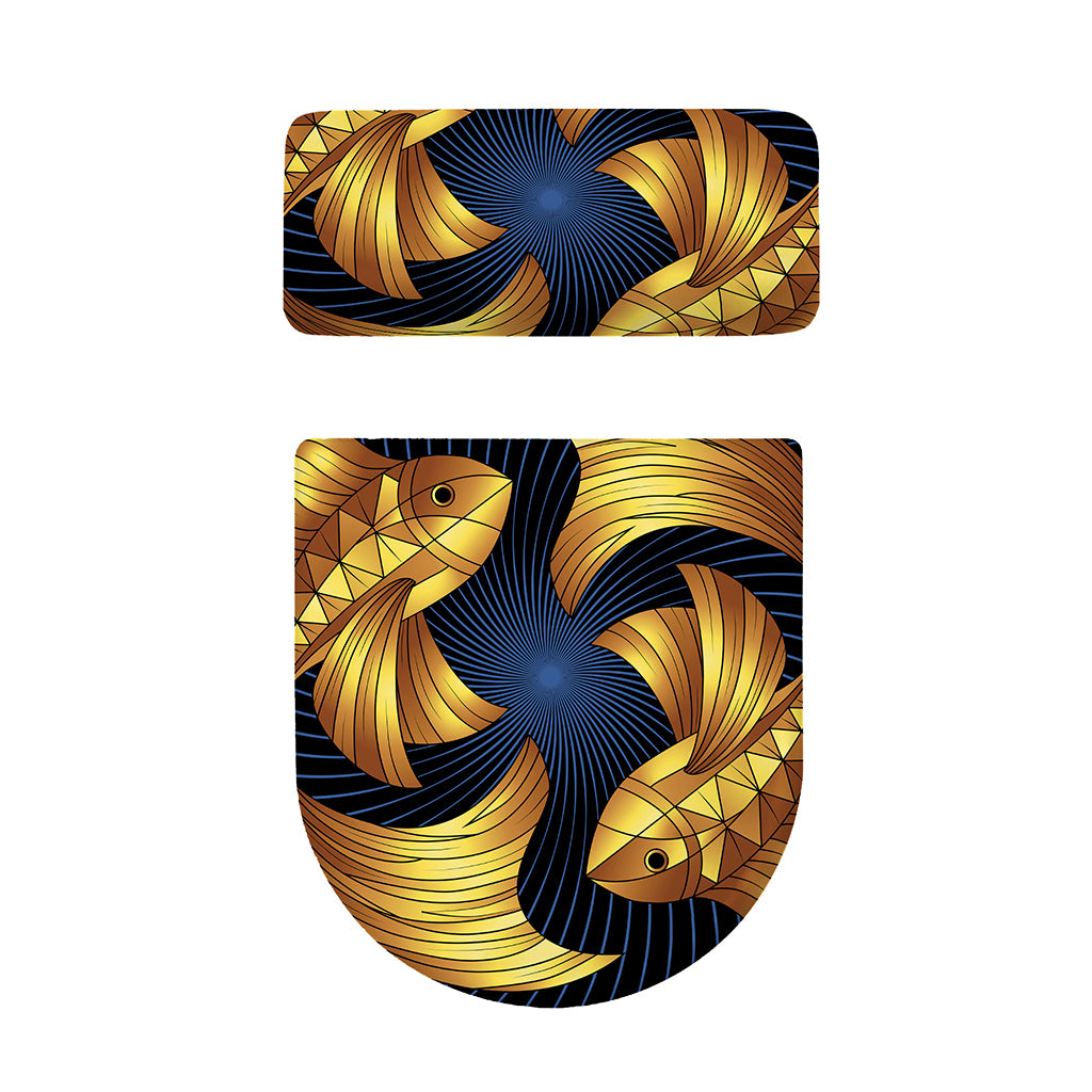 Golden Pisces Zodiac Sign Print Toilet Lid And Tank Cover Set