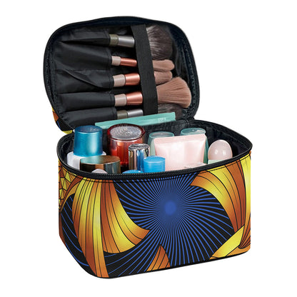 Golden Pisces Zodiac Sign Print Travel Makeup Bag