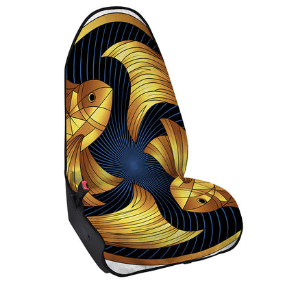 Golden Pisces Zodiac Sign Print Waterproof Car Seat Cover