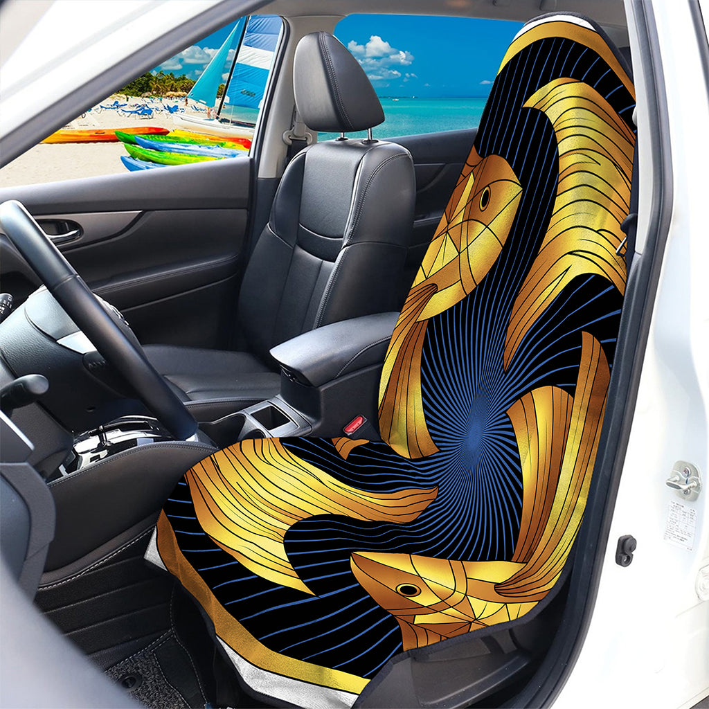 Golden Pisces Zodiac Sign Print Waterproof Car Seat Cover