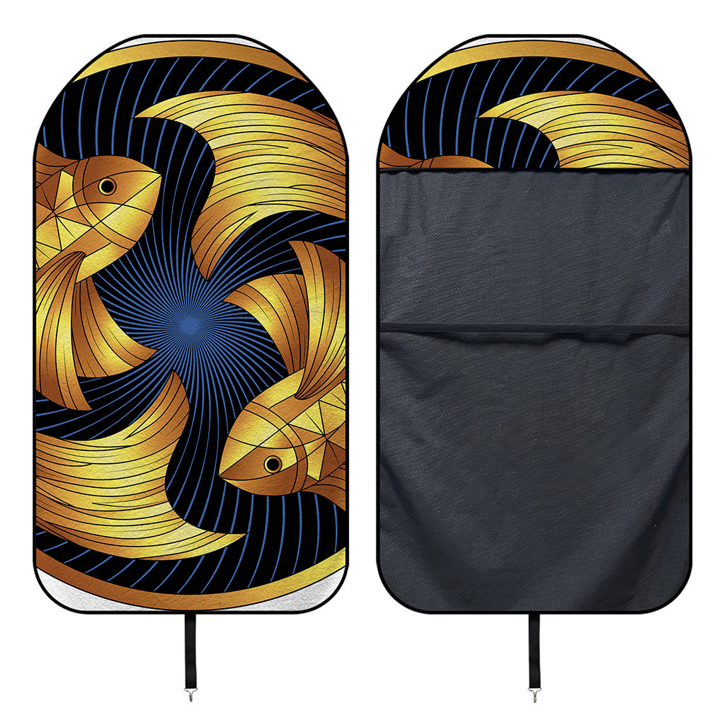 Golden Pisces Zodiac Sign Print Waterproof Car Seat Cover