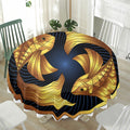 Golden Pisces Zodiac Sign Print Waterproof Round Tablecloth