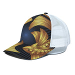 Golden Pisces Zodiac Sign Print White Mesh Trucker Cap