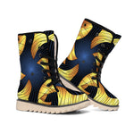 Golden Pisces Zodiac Sign Print Winter Boots