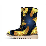 Golden Pisces Zodiac Sign Print Winter Boots