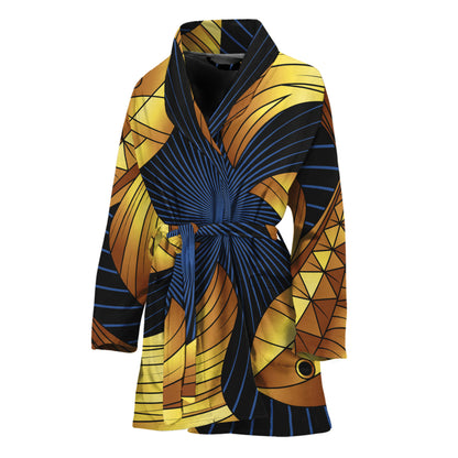 Golden Pisces Zodiac Sign Print Women's Bathrobe