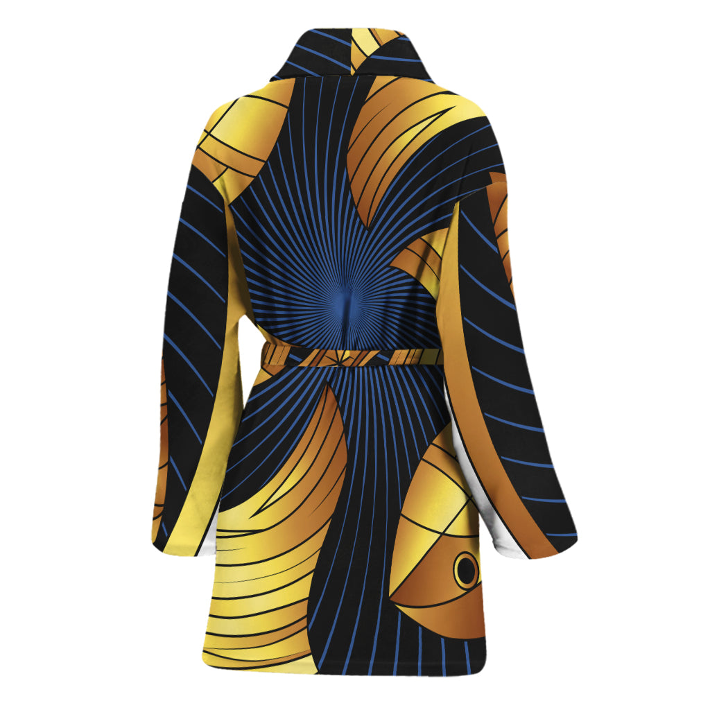 Golden Pisces Zodiac Sign Print Women's Bathrobe