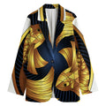 Golden Pisces Zodiac Sign Print Women's Cotton Blazer