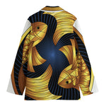 Golden Pisces Zodiac Sign Print Women's Cotton Blazer