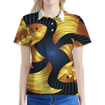 Golden Pisces Zodiac Sign Print Women's Polo Shirt