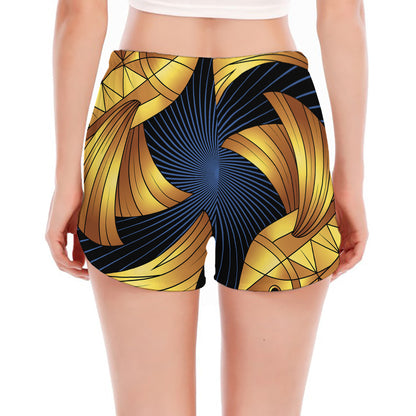 Golden Pisces Zodiac Sign Print Women's Split Running Shorts