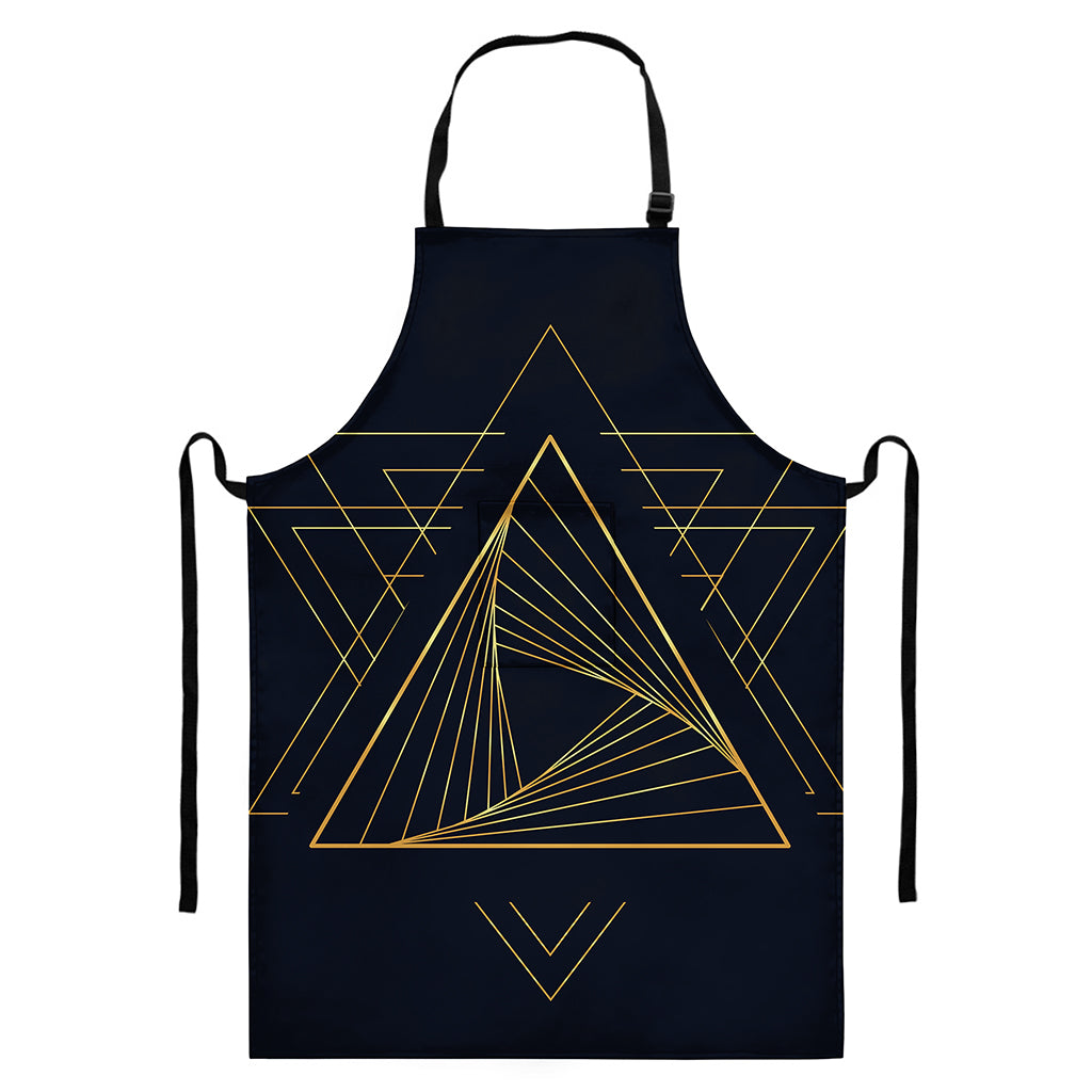 Golden Pyramid Print Bib Apron With Pocket