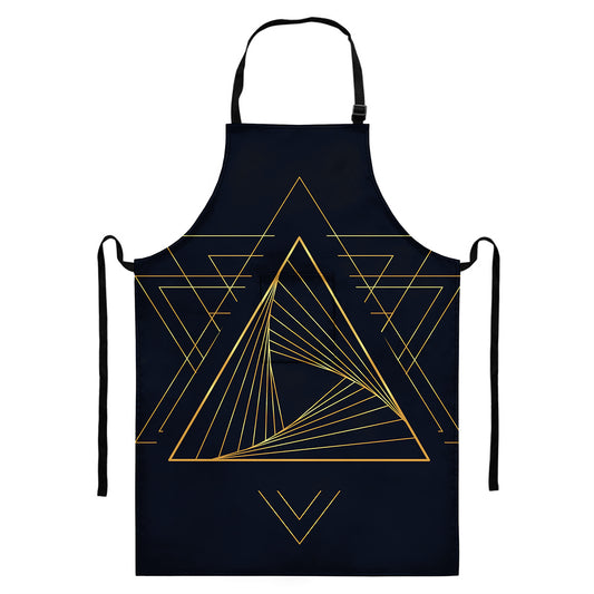 Golden Pyramid Print Bib Apron With Pocket