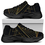 Golden Pyramid Print Black Chunky Shoes