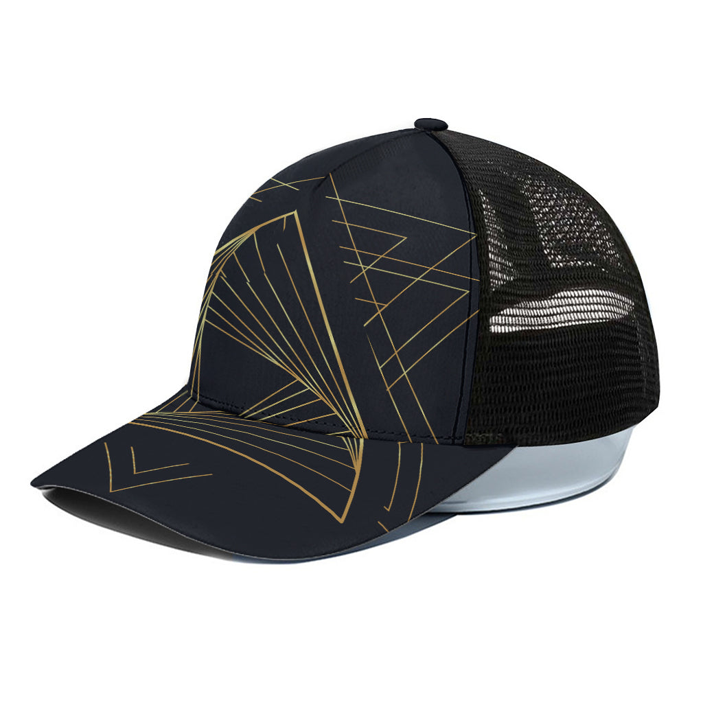 Golden Pyramid Print Black Mesh Trucker Cap