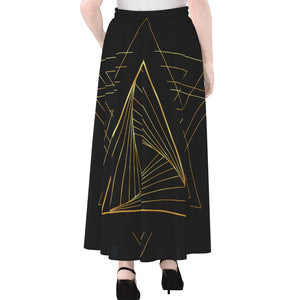 Golden Pyramid Print Chiffon Maxi Skirt