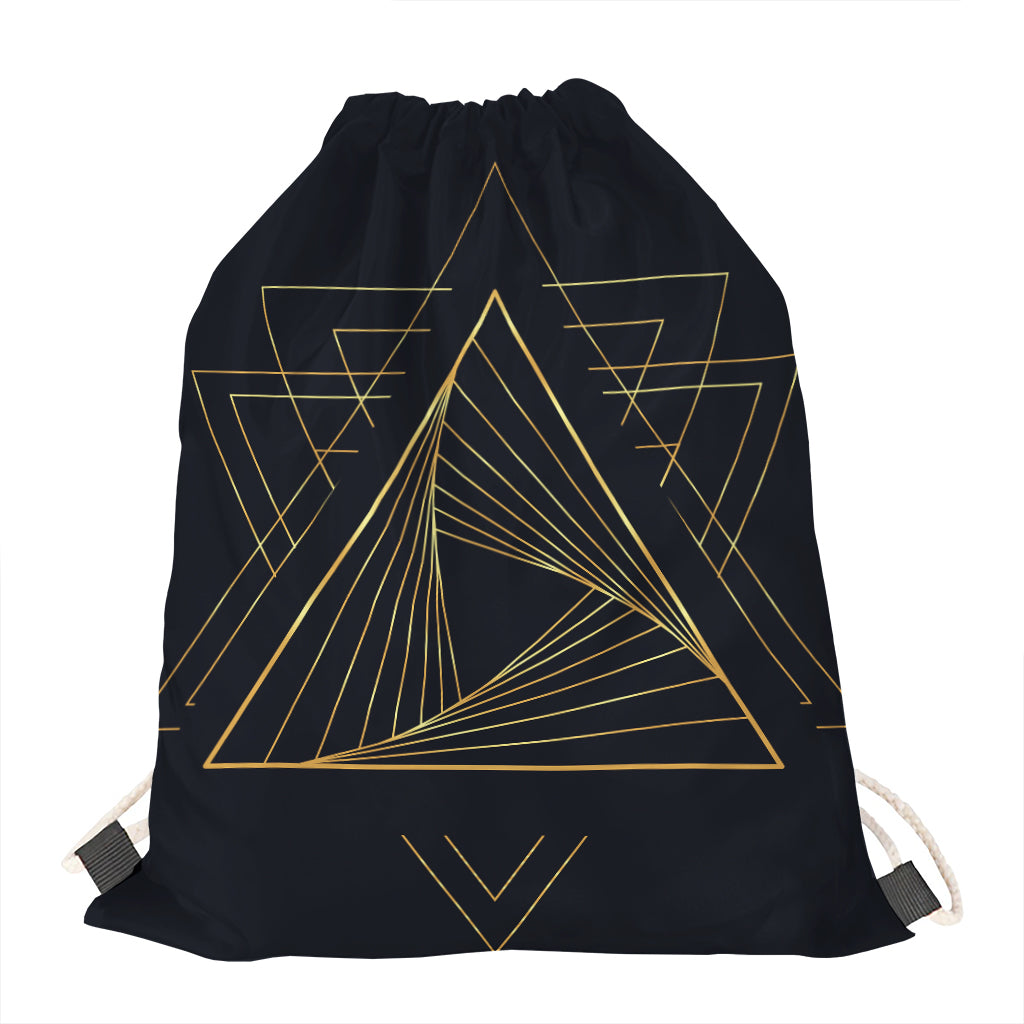 Golden Pyramid Print Drawstring Bag