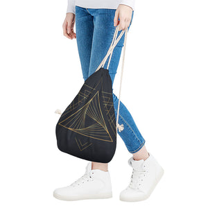 Golden Pyramid Print Drawstring Bag