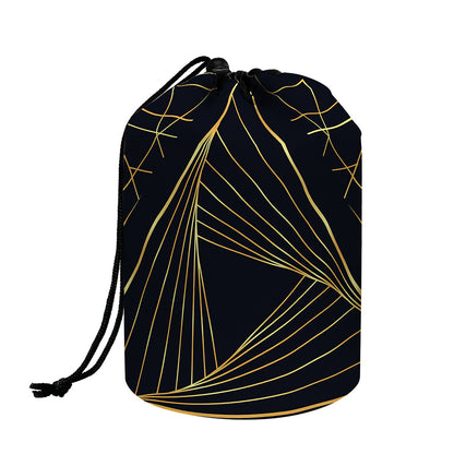 Golden Pyramid Print Drawstring Makeup Bag