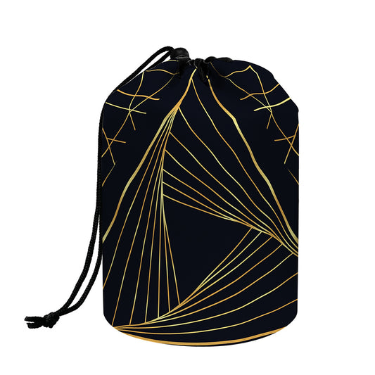 Golden Pyramid Print Drawstring Makeup Bag