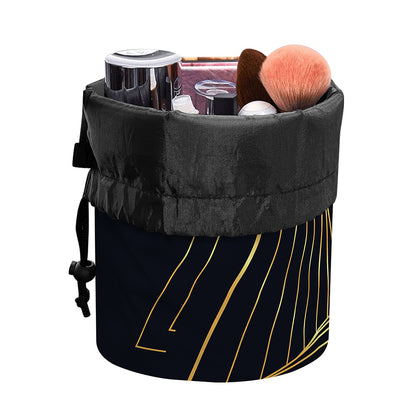 Golden Pyramid Print Drawstring Makeup Bag