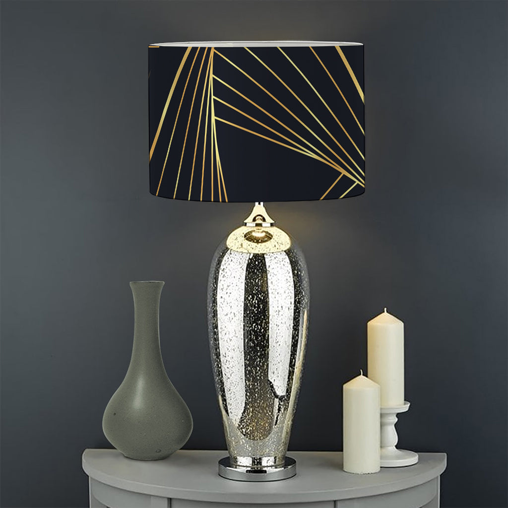 Golden Pyramid Print Drum Lamp Shade