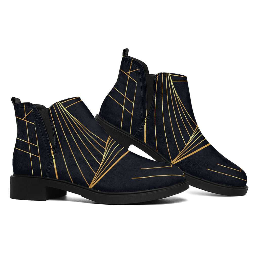 Golden Pyramid Print Flat Ankle Boots