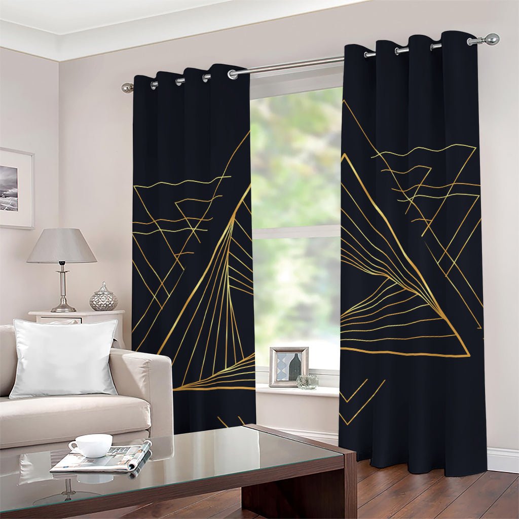 Golden Pyramid Print Grommet Curtains