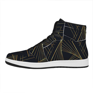 Golden Pyramid Print High Top Leather Sneakers