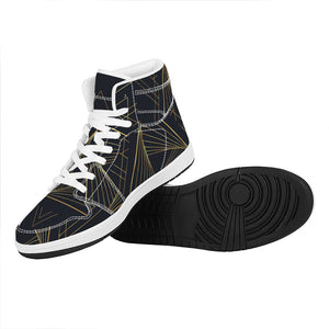 Golden Pyramid Print High Top Leather Sneakers