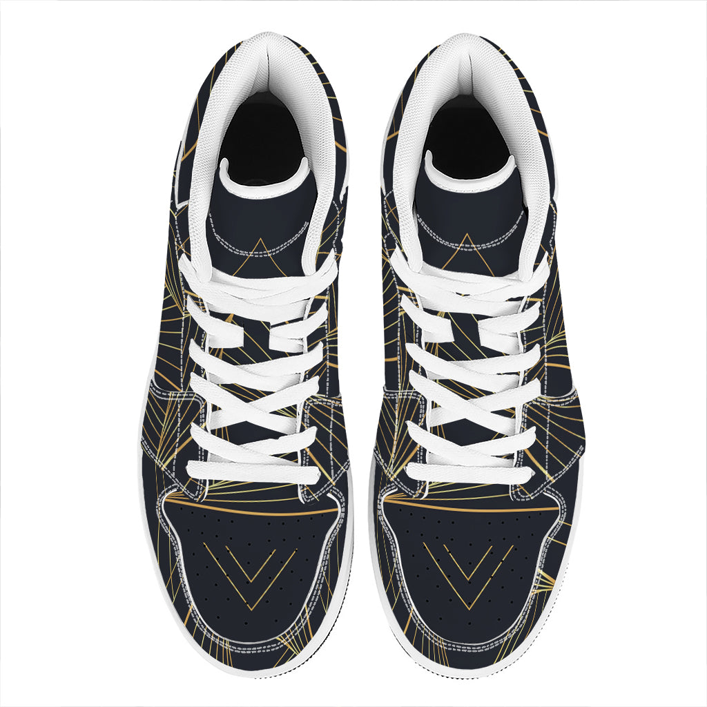 Golden Pyramid Print High Top Leather Sneakers