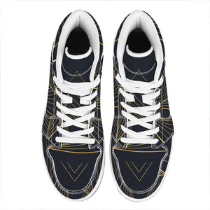 Golden Pyramid Print High Top Leather Sneakers