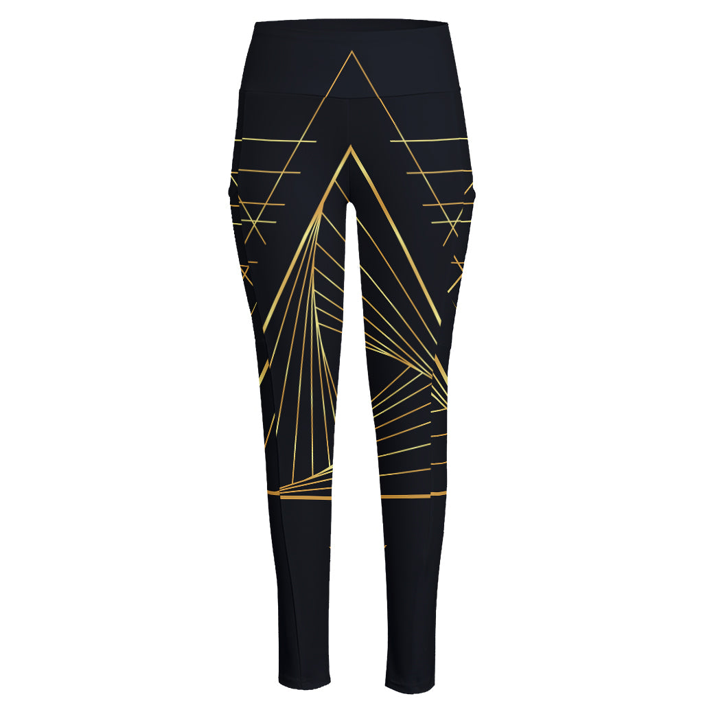 Golden Pyramid Print High-Waisted Pocket Leggings