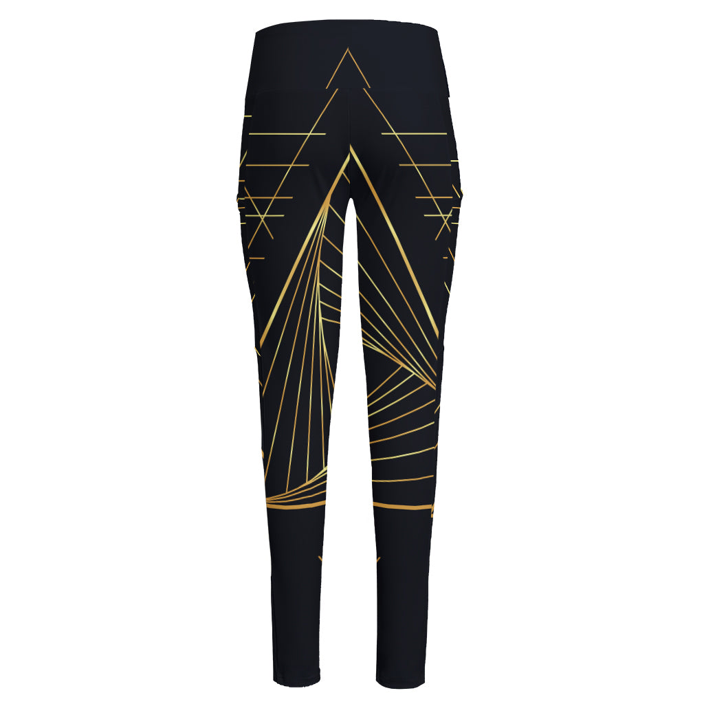 Golden Pyramid Print High-Waisted Pocket Leggings