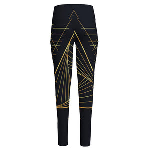 Golden Pyramid Print High-Waisted Pocket Leggings