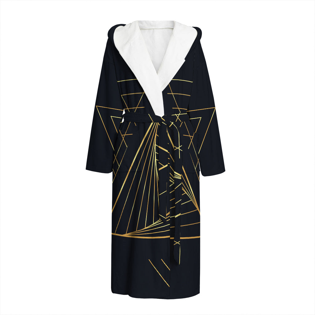 Golden Pyramid Print Hooded Bathrobe