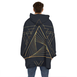 Golden Pyramid Print Hoodie Blanket