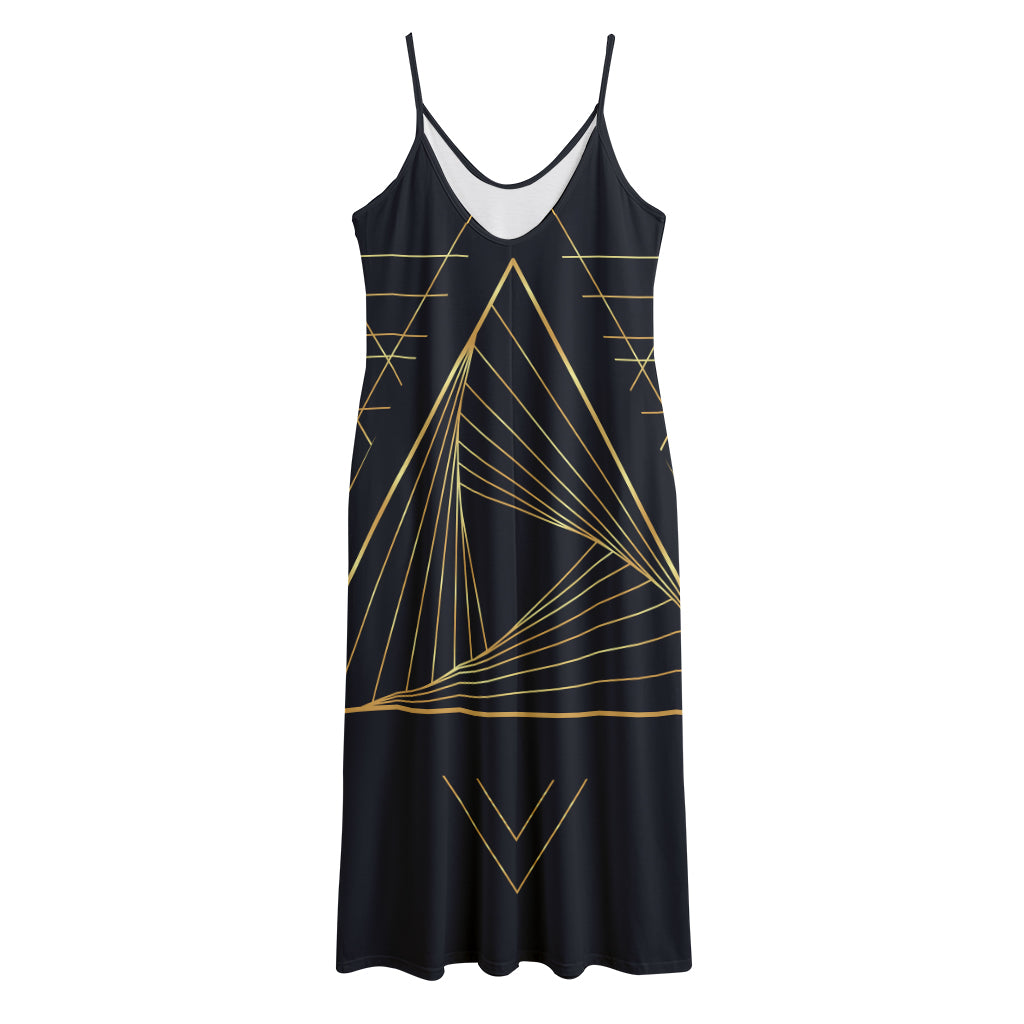 Golden Pyramid Print Jersey Midi Cami Dress