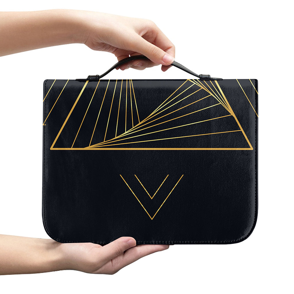 Golden Pyramid Print Leather Bible Cover