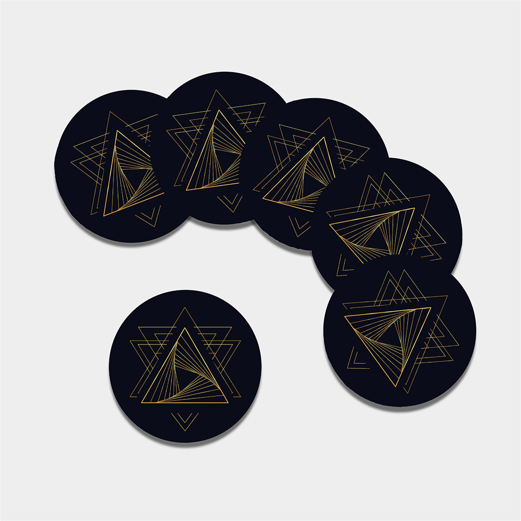 Golden Pyramid Print Leather Coaster Set