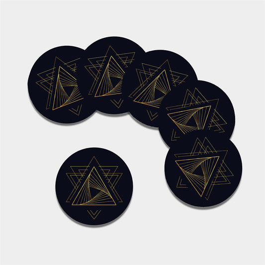 Golden Pyramid Print Leather Coaster Set